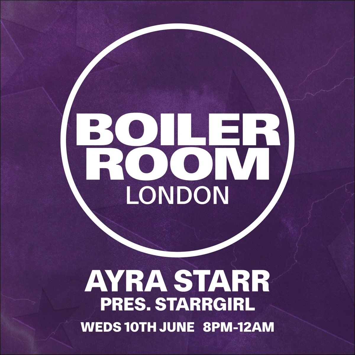 ayraupdates's tweet photo. Ahead of her highly anticipated album, “STARRGIRL”, Ayra Starr is hosting a one-off intimate show at Boiler Room London on Wednesday, 10 June | 8PM – 12AM.

Guests are encouraged to wear a touch of purple. 💜

#StarrGirl https://t.co/qDBNXhJQGy