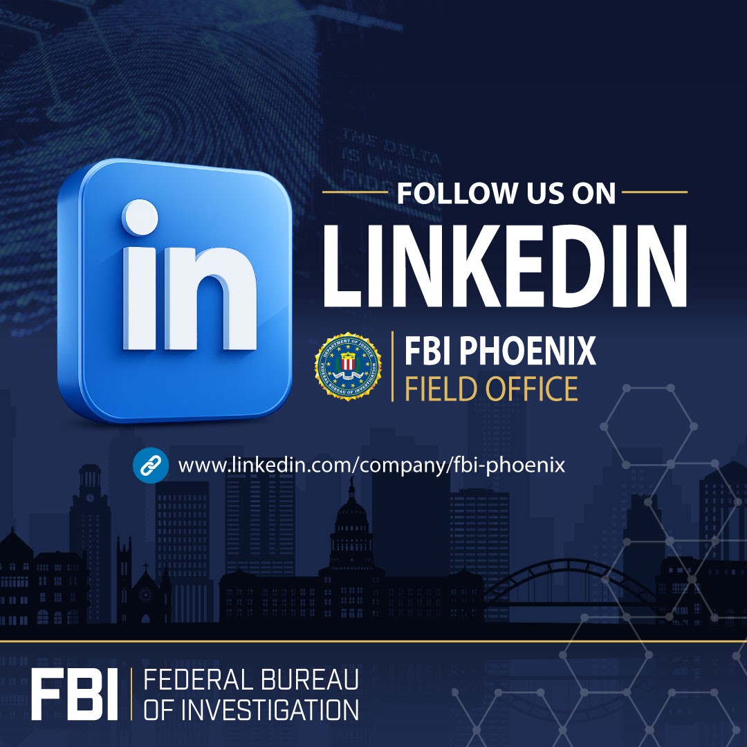 FBIPhoenix's tweet photo. We’re now on LinkedIn!
Follow the official #FBIPhoenix LinkedIn page to stay connected with the work our employees and partners are doing every day to protect the communities we serve across Arizona - 🔗 https://t.co/m1ztaqzqjR
Follow our page for:
🔹 Career opportunities & hiring events
🔹 Recruitment news and application tips
🔹 Community engagement and partnerships
🔹 Major case updates and public safety information
🔹 Behind-the-scenes looks at FBI careers
From special agents and intelligence analysts to STEM careers and professional support staff, the #FBI offers numerous roles to serve your community. Whether you’re interested in national security, cyber, operational support, forensics, or business operations — there’s a place for your skills at the FBI. Join us on LinkedIn and explore your next career, a career with purpose.