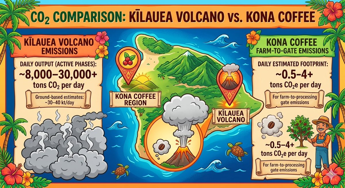 LocumRex's tweet photo. It is a global power-play perpetrated by a scam. 
All of it. 

Their feigned concern over CO2 from the processing of coffee is best represented by the big island of Hawaii, known for its Kona brand of coffee. Literally a few miles away from a live volcano that spews carbon dioxide, sulfur dioxide, and hydrogen chloride, among other caustic gasses and materials. Far more damaging to the environment than coffee production.  

The growing and processing of coffee is paltry to the effects of the very natural events that make it happen, on The Big Island. On the very volcanic soil that is favorable to Kona coffee.