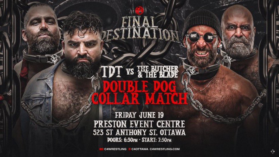 mikeindied's tweet photo. Come see these two go to war with Tabarnak De Team on June 19 in a DOUBLE DOG COLLAR MATCH at @C4Wrestling https://t.co/gBV6BP5FI9