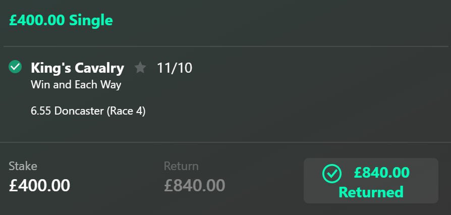 alpacabets's tweet photo. 💥BOOOOOM 11/10💥

Information banker KING’S CAVALRY gets the job done at Doncaster🔥🔥🔥💷💷

Get in the queue AGAIN - go collect💷💷💷🦙

11/10✅💷💷🦙 https://t.co/1GkUXD58h4