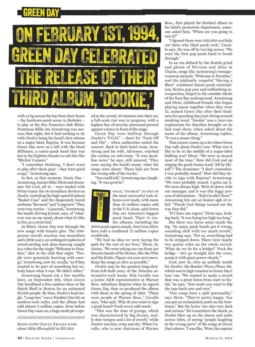 ArchiveGreenDay's tweet photo. Green Day #gdtwt

Rolling Stone  - February 2014

"On 20 years of Dookie! Crazy how the album's been out for 32 years now." - 🍏 https://t.co/AZNXwIoJSX