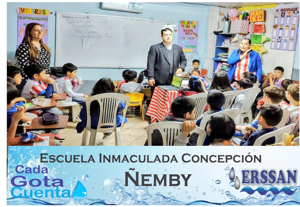 ErssanPy's tweet photo. ERSSAN, con la política de pequeñas acciones, grandes cambios, se llegó hasta la Esc. Inmaculada Concepción de Ñemby y compartió con alumnos del Primer Ciclo, promoviendo la importancia del cuidado y preservación de los recursos hídricos, https://t.co/KFJldkcbSp