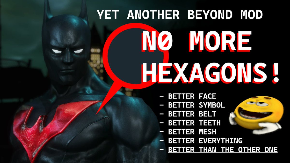 Shard2802's tweet photo. @Pr1methinker It has wierd hexagons pattern 
Really wierd eyes It doenst have a proper mouth or tongue so when he talks its wierdHis face sculpt is wierd as it doesnt resemble bruce wayneIt gets outshined by the mobileport of origins you guys should check out the mods that imrpove on the suit https://t.co/9fDURFgfRL