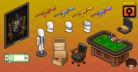 habtium's tweet photo. 📣 ¡#Habbo presenta las novedades para la campaña de agosto inspirada en la Mafia: furnis, ropa, raros, crackeables, Coleccionables y más! 🕵️💼💸

➡️ Encuentra todos los detalles en nuestra noticia: https://t.co/0MXBiimQnF https://t.co/lODAg1AnZD