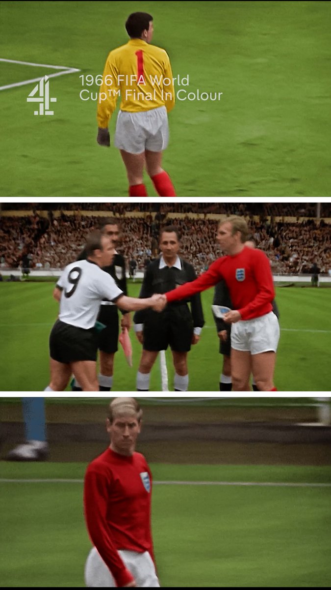alzheimerssoc's tweet photo. It's been 60 years since England soared to World Cup glory, beating West Germany 4-2 in one of the world's most famous matches! 

Tonight Channel 4 is bringing that iconic moment back to life, fully restored in colour, in partnership with SunLife, to support Alzheimer’s Society. 

Relive one of the most iconic moments in England football history on Channel 4 at 4:55pm.