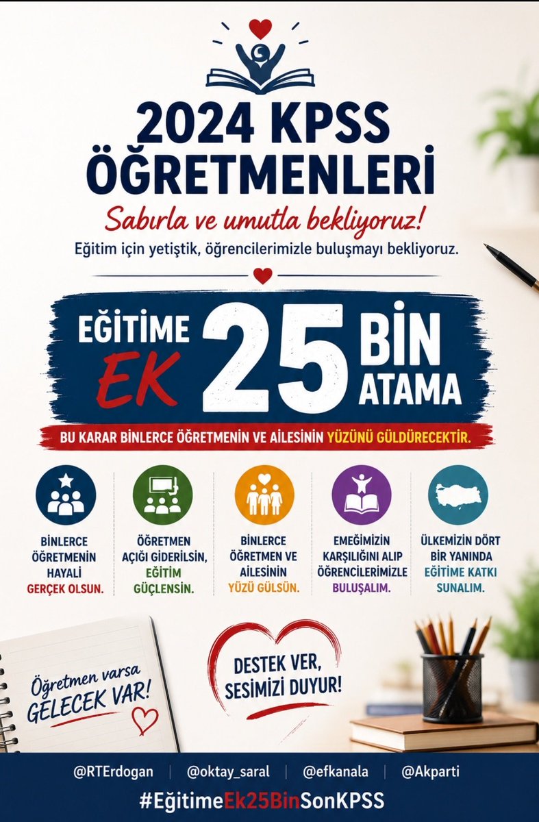MjgnYuca's tweet photo. Biz öğretmenler sadece emeğimizin karşılığını istiyoruz lütfen bizleri görün 
Sadece seçim senesinde hatırlanmak istemiyoruz 
2024 KPSS ile EK 25 BİN ATAMA HAKTIR 
Sn @erkanakcay45 @tcmeb @tcbestepe @dbdevletbahceli @MhpTbmmGrubu @MHP_Bilgi @TalatAtilla 
#CbEğitimeSonKpssEk25Bin https://t.co/Ck8eI8XJ1z