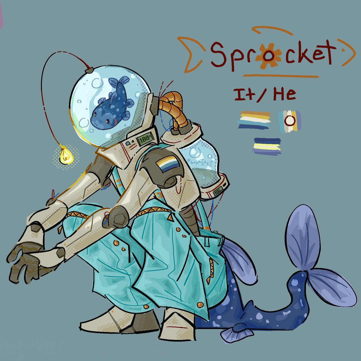bupkyss's tweet photo. me if i was a fish controlling a robot #oc https://t.co/wNfFSg0xko