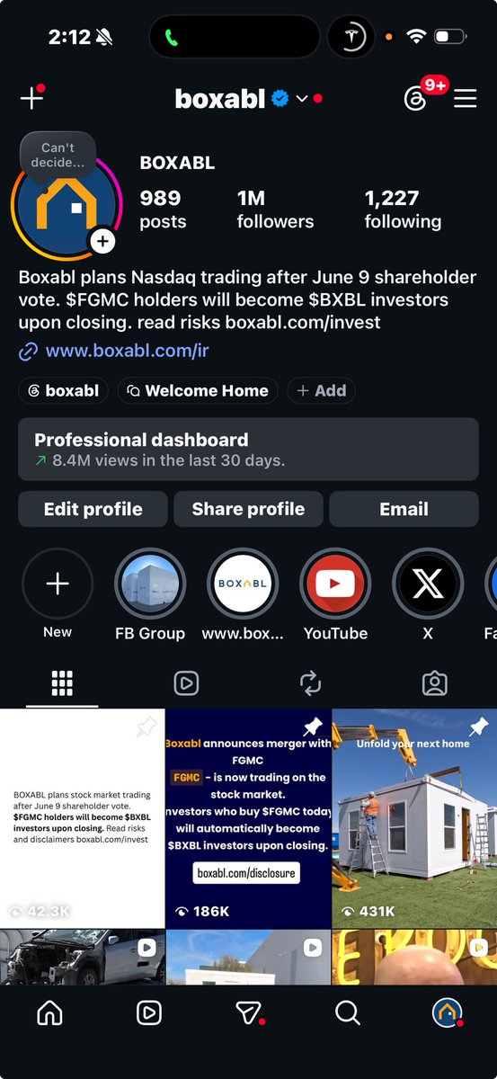 PaoloTiramani's tweet photo. Just crossed 1 million followers on Insta. Let’s get the 👀 out for the @BOXABL mission to solve the housing crisis 💪🏼 https://t.co/WTeMpQ5Pao