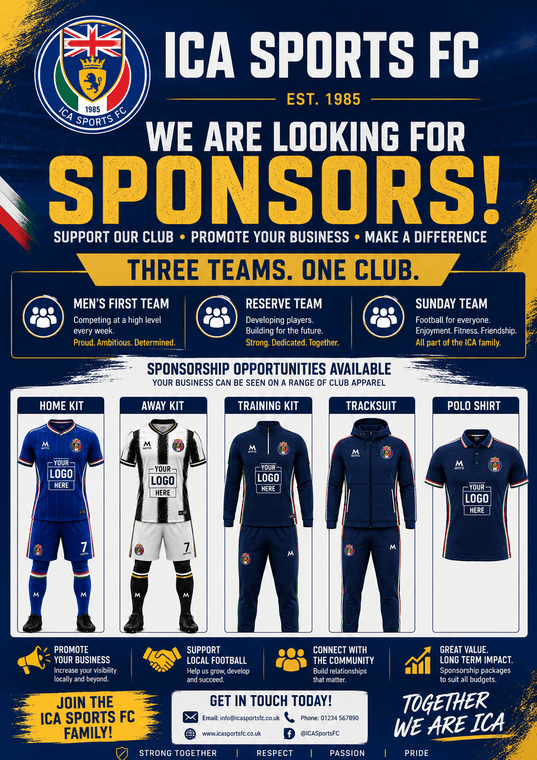 icasports's tweet photo. AS ICA SPORTS FC ENTERS A NEW ERA FOR MEN'S FOOTBALL Sponsor ICA Sports FC – Put Your Brand at the Heart of Local Football #Pitchero
https://t.co/Nxho4UAhSH https://t.co/szzlGdfkeB
