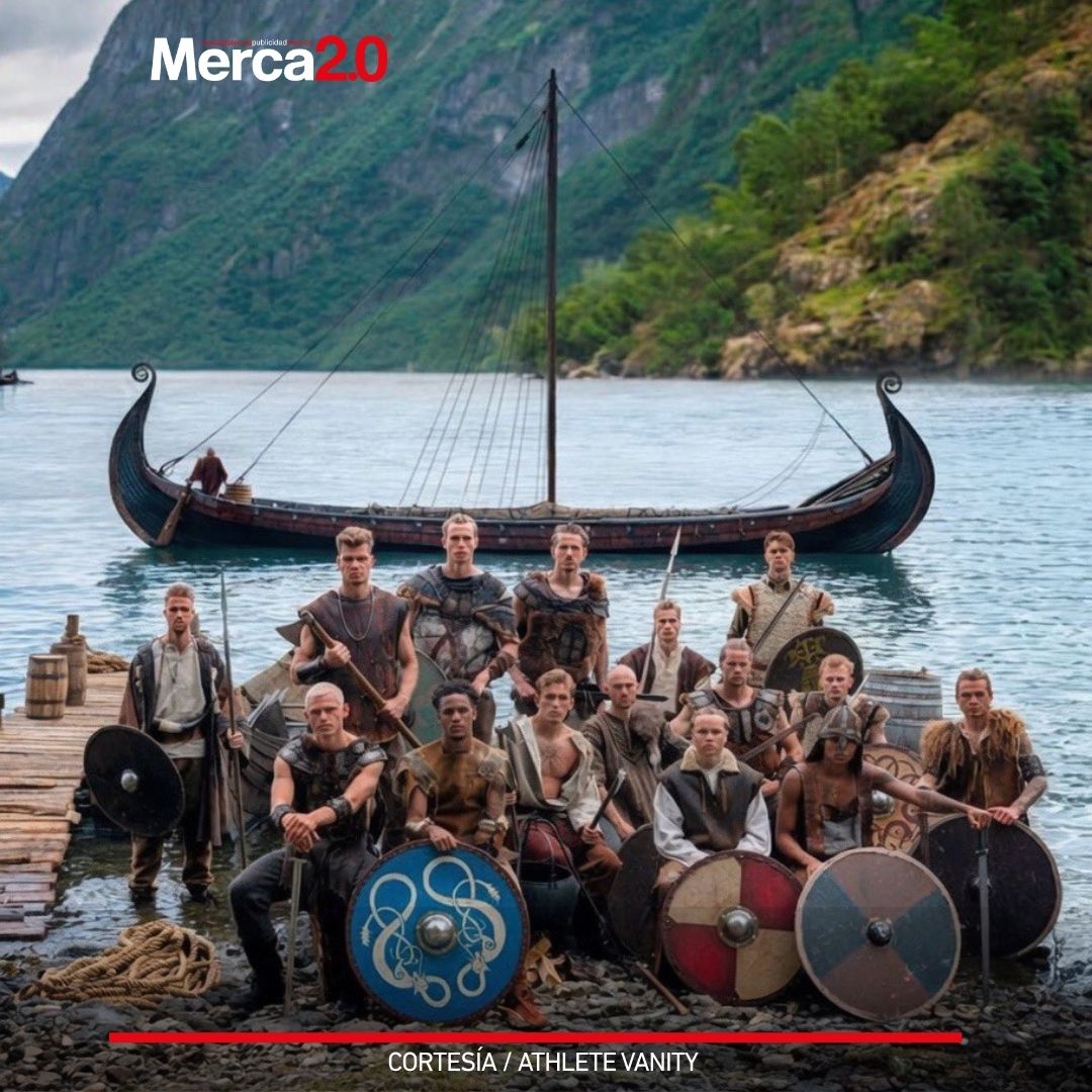 Merca20's tweet photo. La selección de Noruega vuelve al Mundial 2026 tras 28 años de ausencia con una imagen que ya es viral. Guerreros vikingos en un fiordo, liderados por Erling Haaland y Martin Ødegaard, representan la campaña Norway is coming. https://t.co/CXVPBFuBHc