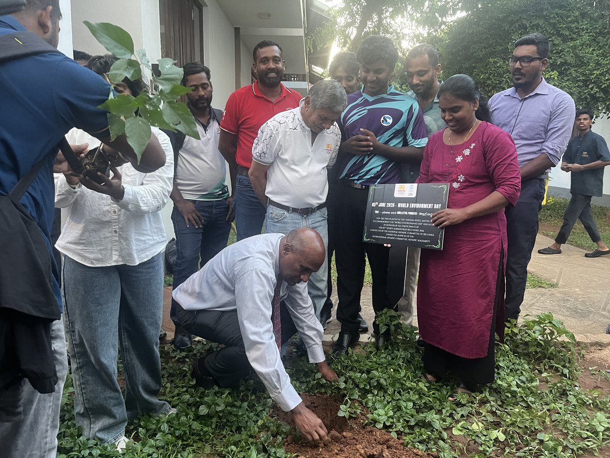 OlympicLK's tweet photo. NOC Sri Lanka Marks World Environment Day 2026 in Jaffna 🌿

In celebration of World Environment Day 2026, participants of the 2nd Sport Administrators Course 2026 took part in a tree planting programme in Jaffna on 5th June.

#WorldEnvironmentDay #NOCSriLanka #OlympicSolidarity https://t.co/kchxWpFRsC