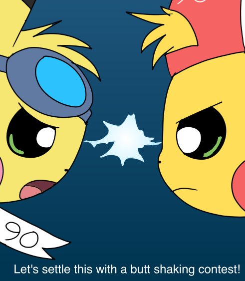 Pichu90's tweet photo. Sparks and Jolts battle each other with a butt shaking contest! 🍑 https://t.co/cpk0dZC3sy