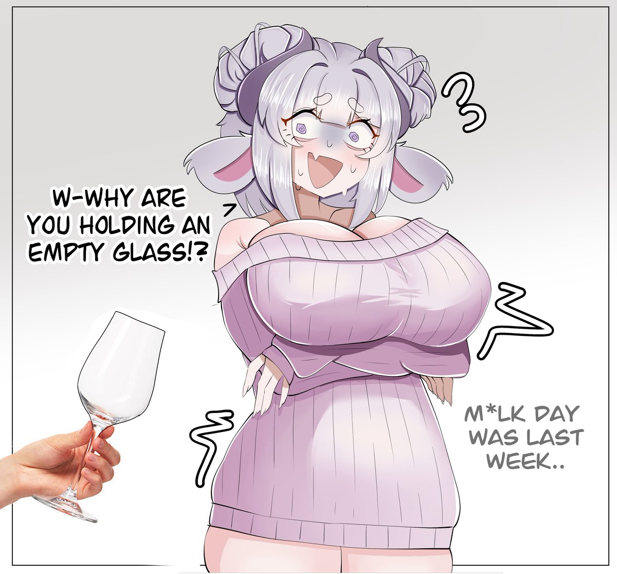 TheInkyCow's tweet photo. Why are you holding an empty glass to the cow? https://t.co/dDWrOxlwRQ