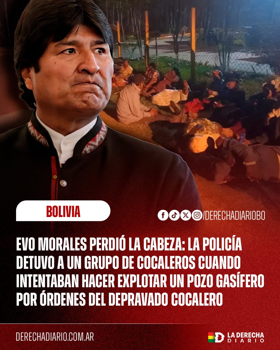 DerechaDiarioBO's tweet photo. 🚨🇧🇴 | ATENTADO FRUSTRADO: La policía evitó una catástrofe en Santa Cruz: un grupo armado, enviado por el exdictador Evo Morales, planeaba detonar un pozo gasífero para generar caos y forzar la renuncia del presidente Paz. Diez terroristas fueron capturados en el operativo. https://t.co/GYlJaKkkmO