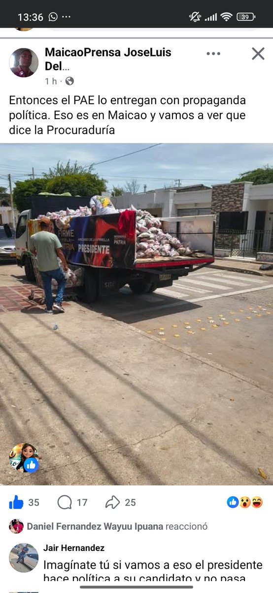 ddiazamaya's tweet photo. @DanielRMed @petrogustavo @PGN_COL esto está ocurriendo el Maicao La Guajira, contratistas de PAE haciendo entregas en carros con publicidad de Abelardo y en esas condiciones. 

Ojalá y el procurador reaccione con la misma eficiencia con la que suspendió a la alcaldesa de Sn Onfr https://t.co/DmHINKqskC