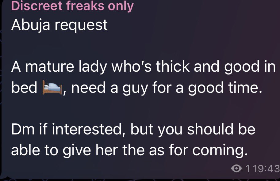 FreaksConnector's tweet photo. Abuja request 

Dm if interested https://t.co/GnQBkBsha7