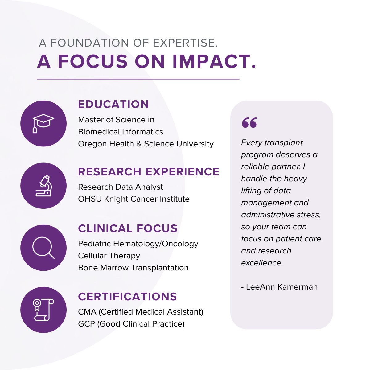 RegPartners's tweet photo. Expert Spotlight: LeeAnn Kamerman, Senior Project Manager on our CIBMTR team.

Helping programs improve data quality, CPI compliance, and audit readiness.

https://t.co/scX82TBqi4

#CIBMTR https://t.co/SJkVV24BmE