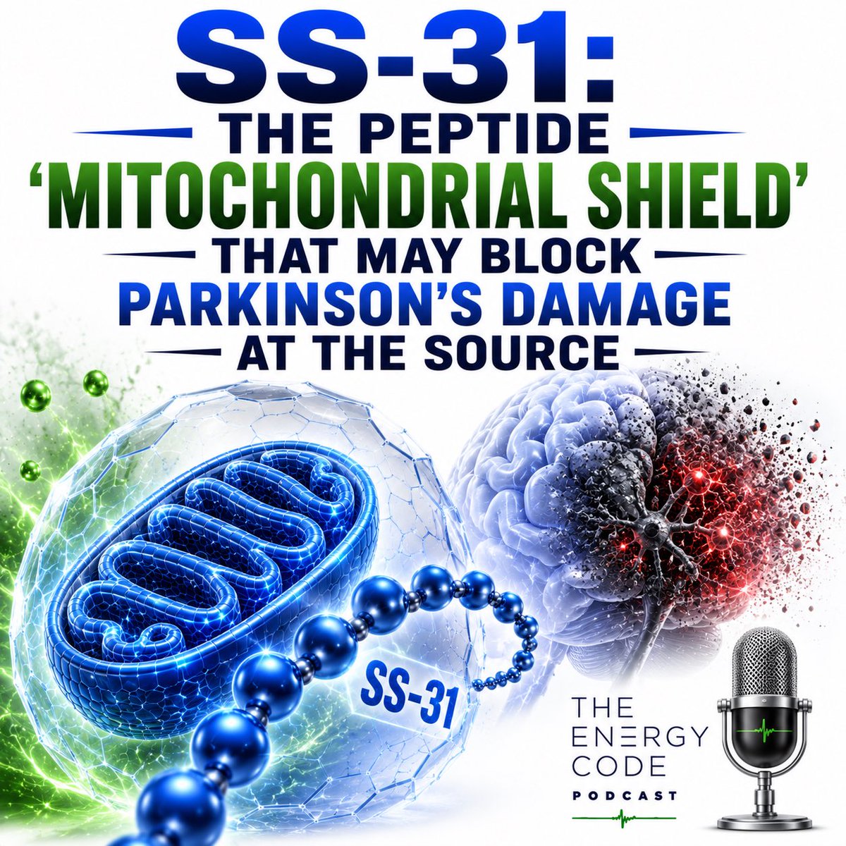 Doctormike's tweet photo. Key Points From Episode

⚡️ SS-31 is framed as a mitochondria-first peptide: “restore impaired mitochondrial function” is the headline.

⚡️ Parkinson’s pathology is presented as a cellular power failure inside dopaminergic neurons driven by alpha-synuclein toxicity.

⚡️ SS-31 may act like a “molecular bouncer” — outcompeting alpha-synuclein for anionic lipid membranes and preventing harmful binding/folding.

⚡️ The episode highlights the real-world complication: N-terminal acetylated alpha-synuclein (common in humans) embeds deeper and is harder to displace.

⚡️ SS-31 appears to delay aggregation kinetics (longer “lag phase”) and shift aggregate morphology toward potentially less toxic off-pathway forms.

⚡️ Mitochondrial function was assessed with a Seahorse mito stress test; SS-31 is described as restoring basal/max respiration (at a cited 10 μM dose).

⚡️Mechanistically, SS-31 is explained as:
1.)Cardiolipin binding → supports OXPHOS efficiency/ATP output
2.)ROS scavenging (tyrosine residue) → reduces oxidative damage

⚡️ SS-31 may also reduce alpha-synuclein oligomer uptake by altering membrane electrostatics (less negative surface charge).

⚡️ A major warning: very high concentrations (described as >100 μM) may trigger apoptosis / reduce viability.

⚡️ Big-picture: SS-31 supports a “prevention-first” strategy — block the lipid–protein interaction upstream, rather than “cleaning up the mess” later.