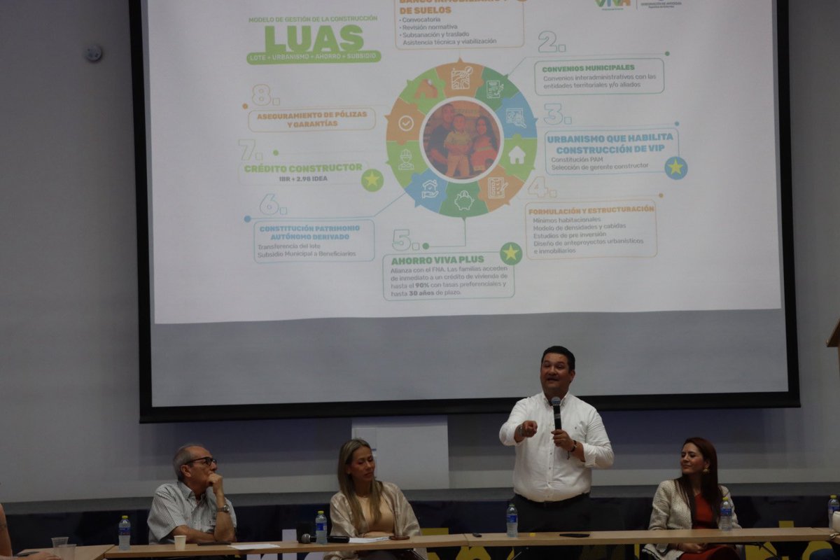 RodrigoHAl's tweet photo. Hoy en Camacol Huila compartimos cómo Antioquia ha decidido no detener la vivienda social, aun cuando los subsidios nacionales prácticamente desaparecieron.

Bajo el liderazgo del gobernador @AndresJRendonC , hemos destinado cerca de $75.000 millones a través de Mi Casa Antioquia Ya, beneficiando a cerca de 3.500 familias en menos de seis meses.

Además, con herramientas como el Banco Departamental de Suelos y el modelo LUAS, avanzamos en 31 proyectos de vivienda en 30 municipios del departamento.

Las regiones no pueden quedarse esperando soluciones. En Antioquia estamos demostrando que con decisión, gestión y alianzas es posible seguir cerrando el déficit habitacional y generar oportunidades para miles de familias.
