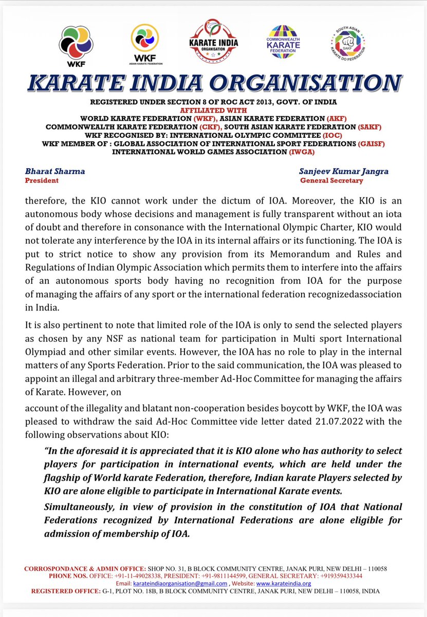 Syediftquar's tweet photo. WE STAND WITH KIO

To Whom It May Concern,

I would like to draw attention to the significant contributions of the Karate India Organization (KIO) towards the development and promotion of karate in India.

KIO is proud to have a large network of internationally qualified officials, including World Karate Federation (WKF) and Asian Karate Federation (AKF) Referees, Judges, and Accredited Coaches. The organization has consistently worked towards raising the standards of karate in India by providing athletes, coaches, and officials with opportunities to participate and excel at the highest international levels.

Over the years, Indian karate athletes have represented the nation in prestigious international events such as the World Karate Championships, Asian Karate Championships, South Asian Karate Championships, and Commonwealth Karate Championships under the banner of KIO. The organization has played a vital role in nurturing talent and creating pathways for athletes to compete on the global stage.

Personally, I am proud to acknowledge that my journey as a WKF and AKF Judge and WKF Accredited Coach has been made possible through the support, guidance, and opportunities provided by KIO. I have witnessed firsthand the organization’s commitment to the growth and development of athletes, coaches, referees, and judges across the country.

KIO has continuously worked for the betterment of Indian karate and has supported countless individuals in achieving international recognition. Therefore, I strongly believe that aspiring karate athletes who wish to develop their skills and pursue excellence at the highest level should consider becoming part of the Karate India Organization.

At the same time, it is unfortunate that certain individuals may be spreading misinformation regarding KIO, potentially creating confusion among stakeholders and authorities. In the interest of fairness, transparency, and the future of Indian karate, I respectfully request the concerned authorities to carefully verify all claims and allegations before reaching any conclusions.

I humbly appeal to Hon’ble IOC Member and Indian Olympic Association Secretary,  P. T. Usha, and the relevant sports authorities to ensure that a fair and impartial review is conducted, keeping the welfare and future of Indian karate athletes as the highest priority.

The future of thousands of dedicated karate athletes depends on a strong, transparent, and supportive system. I am confident that justice and due diligence will prevail in the best interests of Indian sports and karate development.

Warm Regards,

Shihan Syed Iftquar Hussain
WKF & AKF Judge
WKF Accredited Coach
Referee Commission Member – KIO
India 🇮🇳
