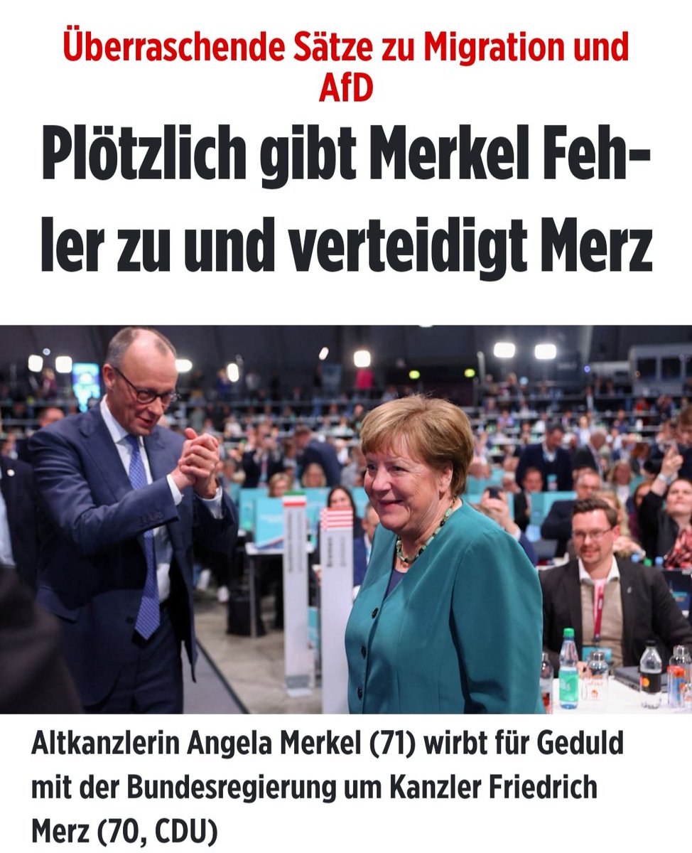 zukunft37's tweet photo. Die Fehler die Merkel zugibt, sind:
Zuwenig Geld in die Rüstungsindustrie gepumpt und
zuwenig Geld für den Klimaschwindel verjubelt zu haben.
Offene Grenzen und fehlende Grenzkontrollen um illegale Migration einzudämmen, seien jedoch kein Fehler gewesen!
Diese Frau ist unbelehrbar, völlig beratungsresistent, erschreckend inkompetent und einer der größten Fehler der deutschen Nachkriegsgeschichte! 😤😠🤦🏻‍♂️