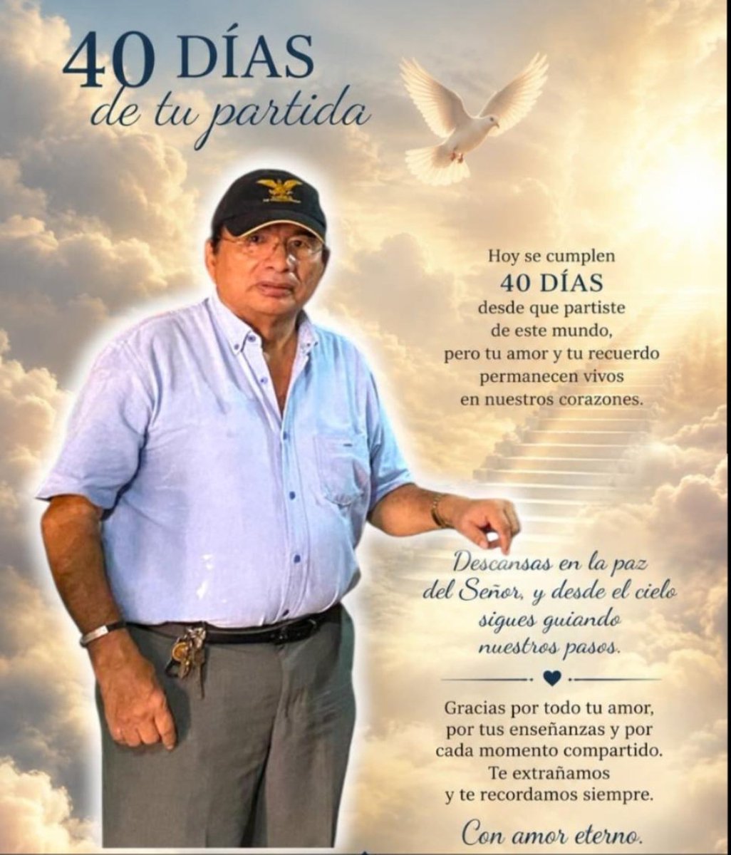 RobinsonBar's tweet photo. Hoy se cumplen 40 días de tu partida, papá. Tu ausencia duele, pero tu amor, tus enseñanzas y los recuerdos que nos dejaste permanecen vivos en nuestro corazón.

Damos gracias a Dios por tu vida y por el privilegio de haberte tenido con nosotros. https://t.co/UUjcGrt3PZ