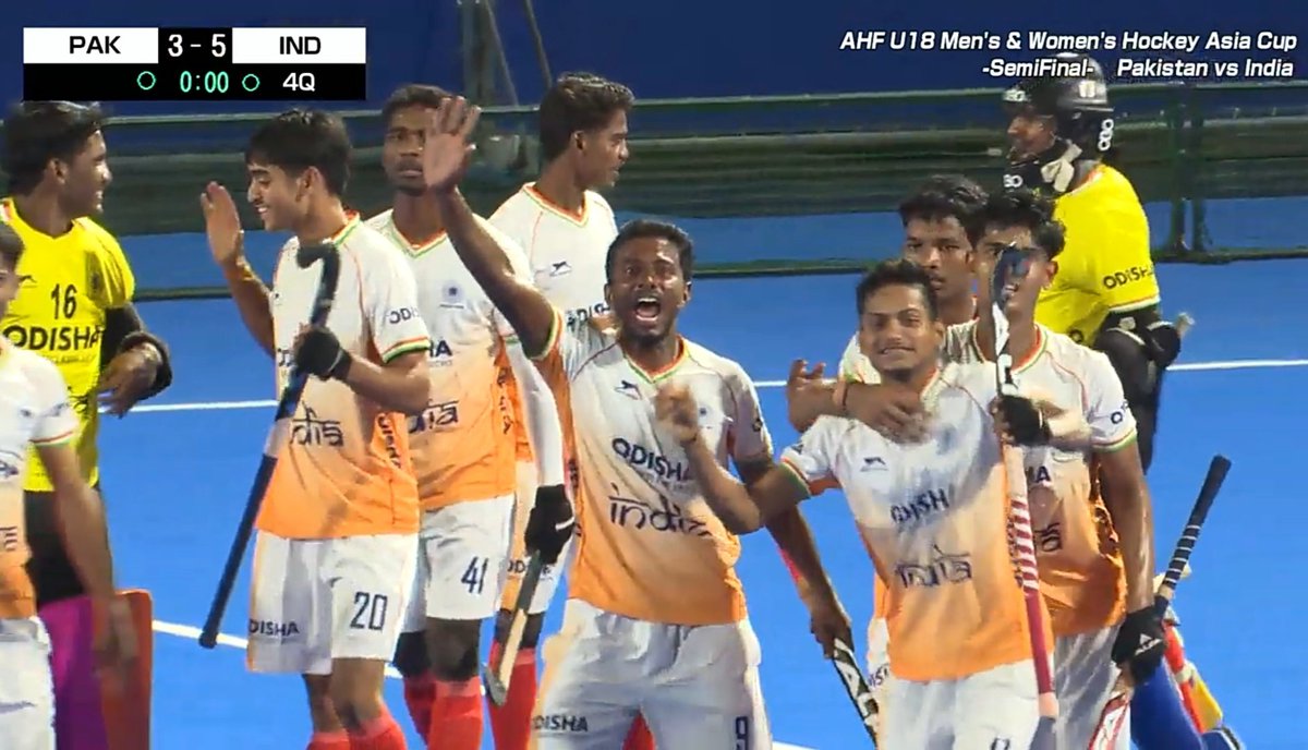 AskAnshul's tweet photo. India defeated Pakistan (5-3) in the semifinal of the Men's Hockey U18 Asia Cup in Japan and stormed into the final.

Congratulations, Team India! 🇮🇳 https://t.co/O0M7WgYxsv