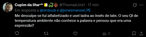 sirduub's tweet photo. @ThomazLins1 @jonesmanoel_PE "e não insta" kkkkkkkkkkkk da pra ver bem o nível da sua alfabetização - tu me respondeu há 17min e resolvi te ignorar, talvez o fato de eu ter dito q tu faz parte da comunidade lgbt tenha te irritado e vc resolveu reformular sua resposta, adiantou nada, tu continua gay https://t.co/wY5baUEQaD