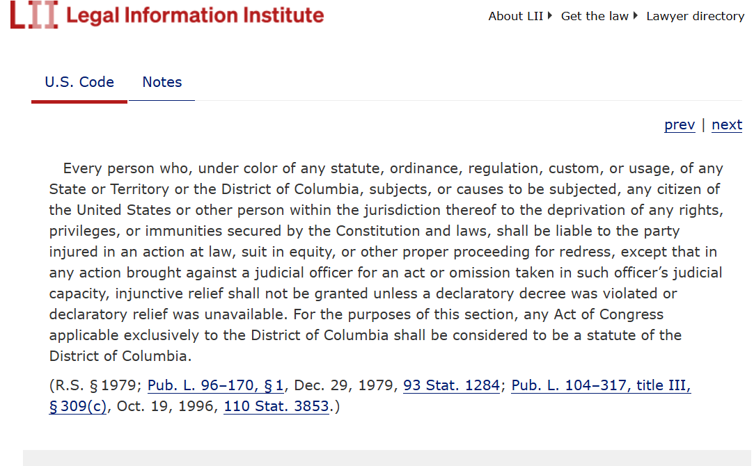 SpliffBlazed's tweet photo. @Waldo4105280210 @AttorneyGriggs 42 U.S.C 1983 &amp; 1985.

"Anyone" can sue by using these statutes/ law. https://t.co/Ja9bGYq67e