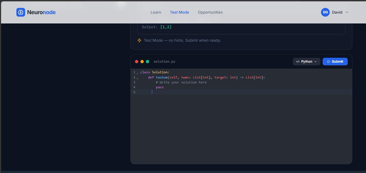 sarcdgdev's tweet photo. Built Neuronode in 12 days for #BuildQuik

The DSA tutor that won't let you cheat.

Socratic hints that guide, not give
Plain English for non-coders
AI code analysis after every attempt
Timed Test Mode + hidden test cases

https://t.co/PwZJ5kTBUC @quikdb_online https://t.co/HMnCPRjjBt