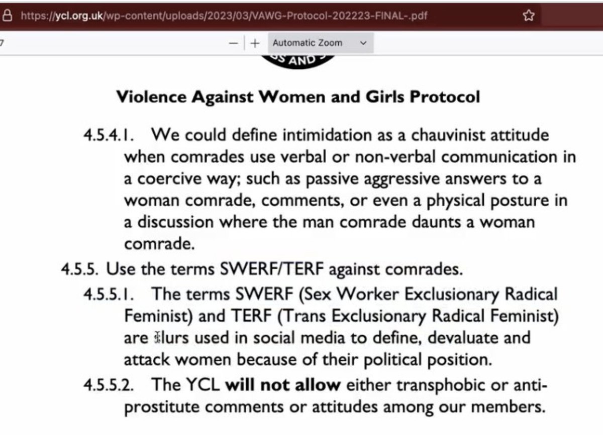 AprilsBooks's tweet photo. the youth league of the communist party of Britain expels members for describing people with TERF/SWERF ideology because usage of said terms (i.e., "you are a TERF") is described as being "violence against women" https://t.co/kZkLHdsJGT