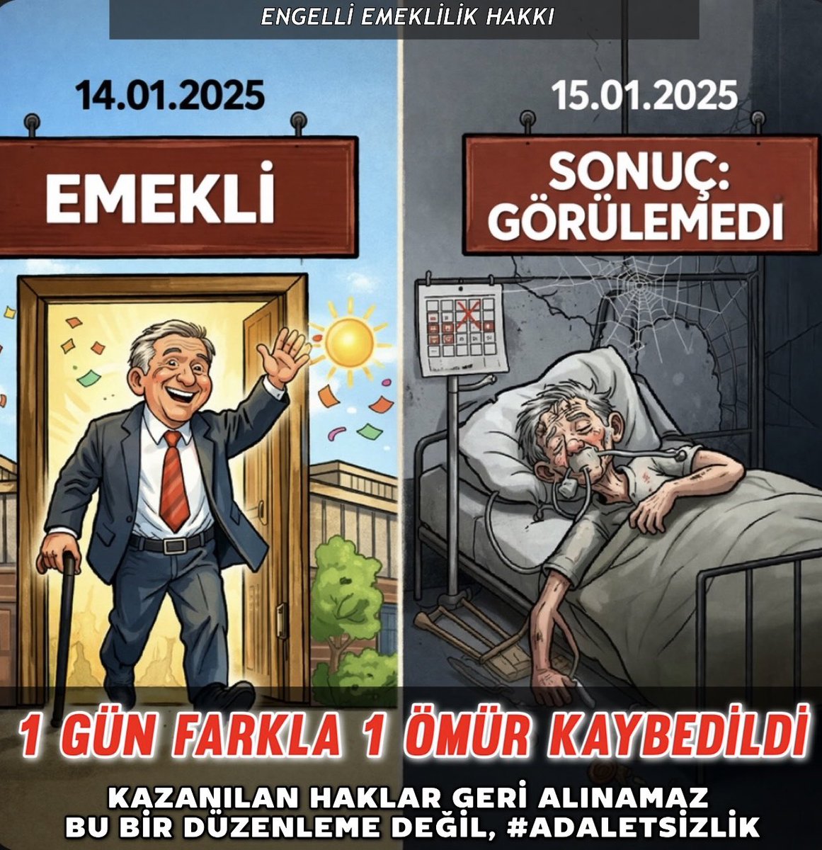 NaezLi's tweet photo. Ağır sağlık sorunlarına rağmen yıllarca prim ödeyen engelli işçilerin meşru beklentileri ve geleceğe olan güvenleri yeni yasa ile ortadan kaldırılmıştır. #EngelliEmeklilikHemen https://t.co/BUWhN5uiaB