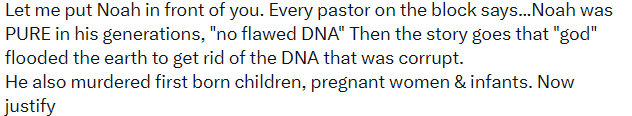 ObservingSkeye's tweet photo. @Notemple4ujew @KeithWoodsYT @Super_Bob0320 I guess you think the supposed flood was just a bunch of atheist having drunken wife swapping parties. https://t.co/yqI5uDOkSy