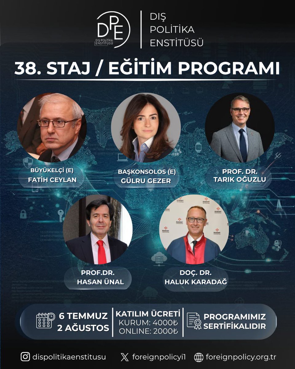 foreignpolicyi1's tweet photo. 38 Staj/Eğitim Programı başvuruları başladı!

Diplomasi, güvenlik, jeopolitik ve stratejik iletişim alanlarında güçlü bir yaz dönemi!

📅 6 Temmuz – 2 Ağustos
 🎓 Sertifikalı

Başvuru: https://t.co/E7Eps8sCNb

@FATHCEYLAN8 
@hasanunal1920 
@g_gulru 
@TarikOguzlu 
@Haluk_Karad https://t.co/XLggKvm50a