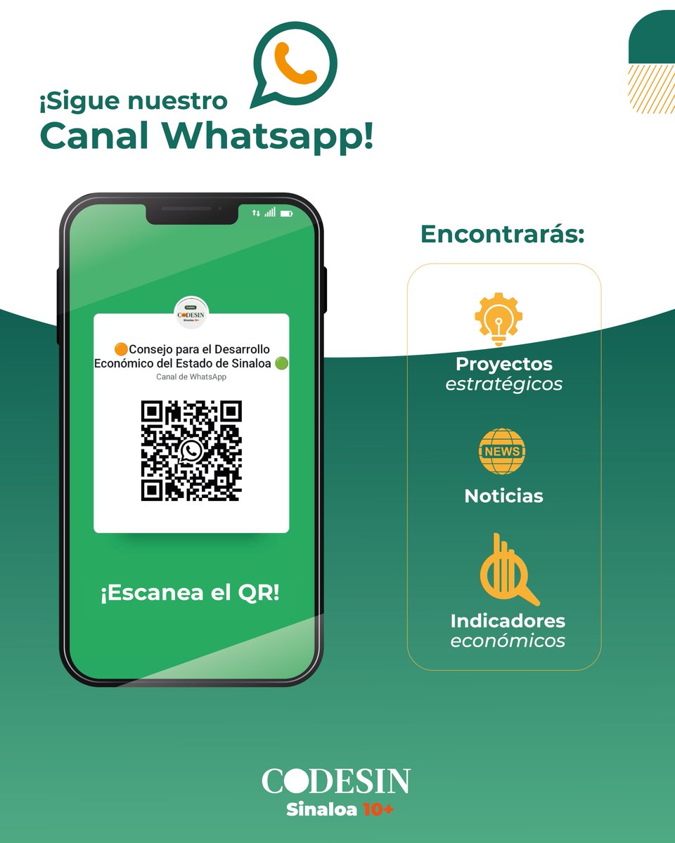 codesin's tweet photo. 📊✨ En #CODESIN te invitamos a unirte a nuestro canal oficial de WhatsApp. Recibe de forma clara y accesible los indicadores clave, noticias y proyectos estratégicos de #Sinaloa.

¡Sé parte del futuro de la región! 👇
🔗 https://t.co/jTSuzr30et

#Sinaloa10+ https://t.co/P1LhrE5H5N
