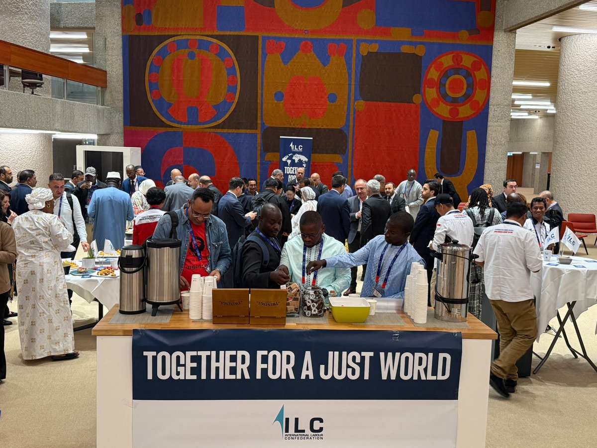 MemurSenEng's tweet photo. A successful ILC Reception at #ILC2026 brought together trade union leaders and labour representatives from across Africa, Asia, Europe, Latin America and the Arab world.
Strengthening solidarity, dialogue and international cooperation for workers everywhere.

 #WorkersRights https://t.co/AluoY3Bd0p
