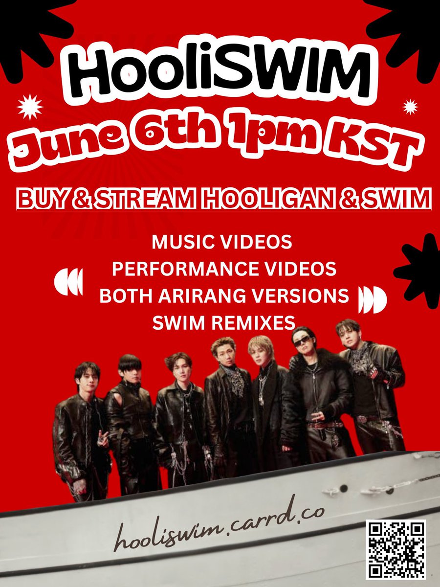 Bangtan7_Stream's tweet photo. 📢 SPREAD THIS ON ALL  PLATFORMS AND READY FOR #HOOLISWIM

🛒Buy
🎧 Stream
💸 Donate 

📅: From June 6th, 1pm KST to June 7th 1pm KST 
✅Check out details in the carrd:
🔗 https://t.co/wRmz3D90ZO

#HOOLISWIM
#ARMYKEEPSWIMMING https://t.co/CwJ9cADKcd