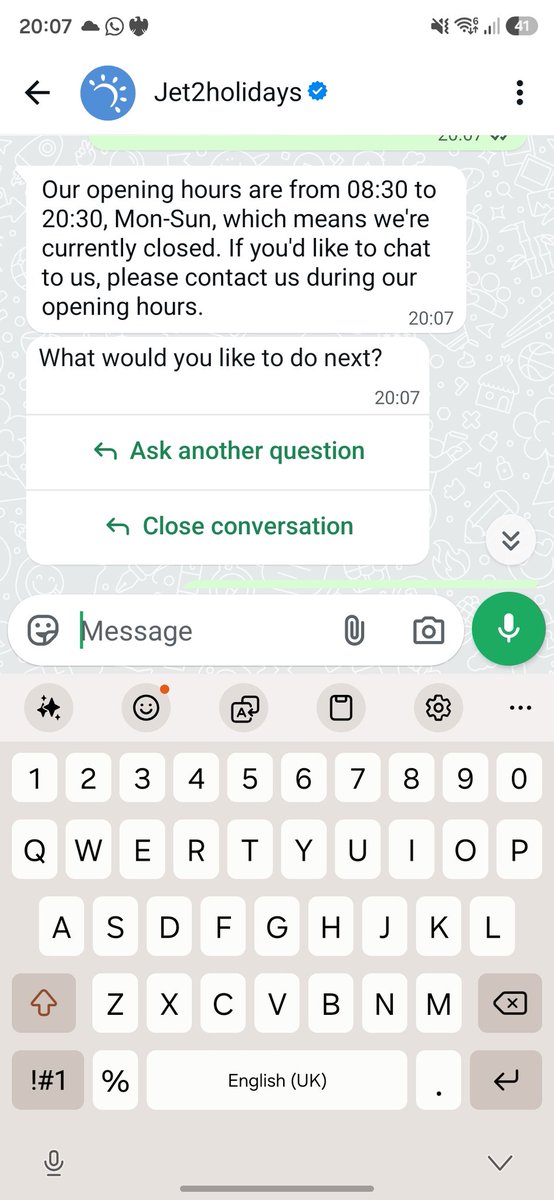 Liam_kochan's tweet photo. @jet2tweets Its not even 2030pm yet your chat is closed?? Ive been trying since 1945pm to talk to someone. https://t.co/PmKhTwHVHd