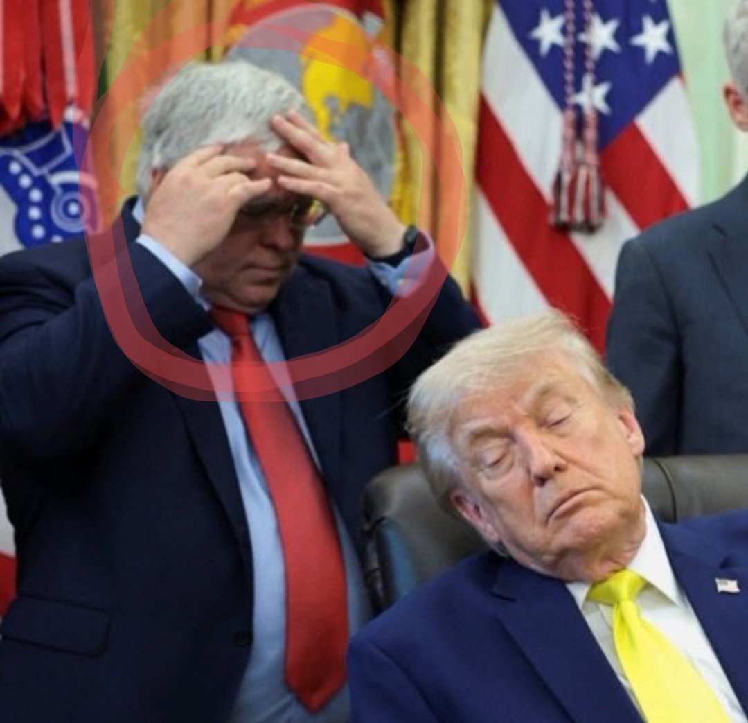 RealZeller's tweet photo. @tedlieu @WhiteHouse What the hell is this guy doing behind the passed out corpse?  Did he get a whiff of the shitty diaper? https://t.co/oiqf7WiJig