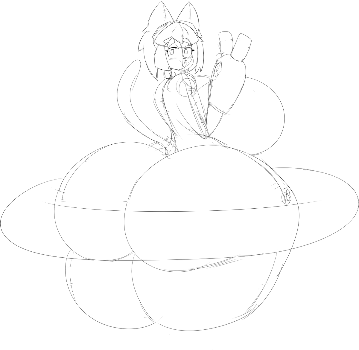 weirDestv's tweet photo. I know I said I was gonna draw more Pooltoy Kit but I've been hella busy with comms n other stuff anyways here's the rough draft for her next pic of her butt stuck in an inner tube :3 #kit #pooltoy https://t.co/o5aIgyJDXF