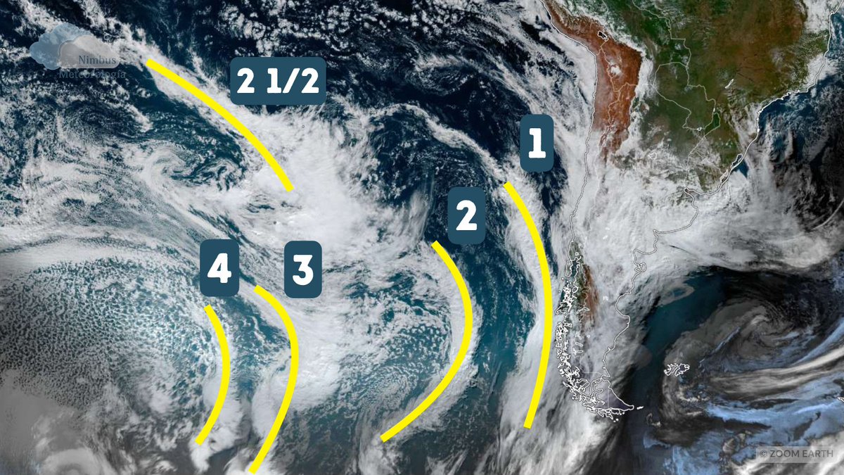 nimbusmeteorol's tweet photo. Cuatro al hilo y un entrometido.

Estos son los frentes que se encaminan hacia Chile. 

El primero ya está listo pa' la foto. 📸 https://t.co/MClZkbmFoT