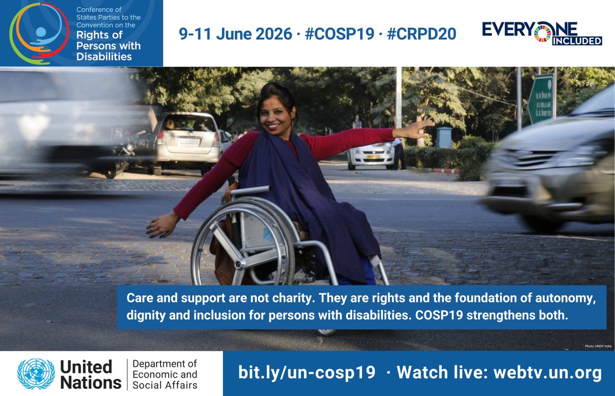 UN_Enable's tweet photo. Care and support are essential to autonomy, dignity and independent living.

#COSP19 spotlights strong, resilient support systems empowering persons with disabilities to live independently and fully participate..

🌎 https://t.co/0q0mMjOo7G
📺 https://t.co/7Ti6NM6uPb
#CRPD20 https://t.co/0bSmZLee3X