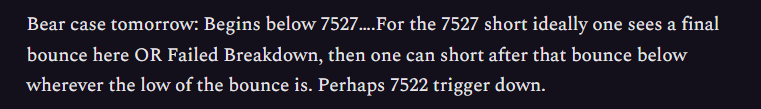 AdamMancini4's tweet photo. Closing update #ES_F: Coming into 7377 now in ES. Today was the first day in many weeks we got an actual sell trigger/Bear case trigger on the failure of the 7527, given in last nights newsletter. Recovery of 7410 starts us higher on Monday. Newsletter out soon with next entries https://t.co/trhdtw7JwN