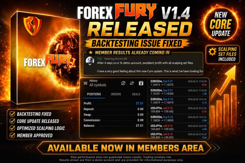 ForexFury's tweet photo. 🚀 V1.04 is now live.
✅ Backtesting fixes
✅ Small logic improvements
Already seeing successful scalping trades coming through with the new version.
Some member results from Discord below 👇
#Forex #Trading #ForexRobot #AlgoTrading https://t.co/zkScUm3ppZ