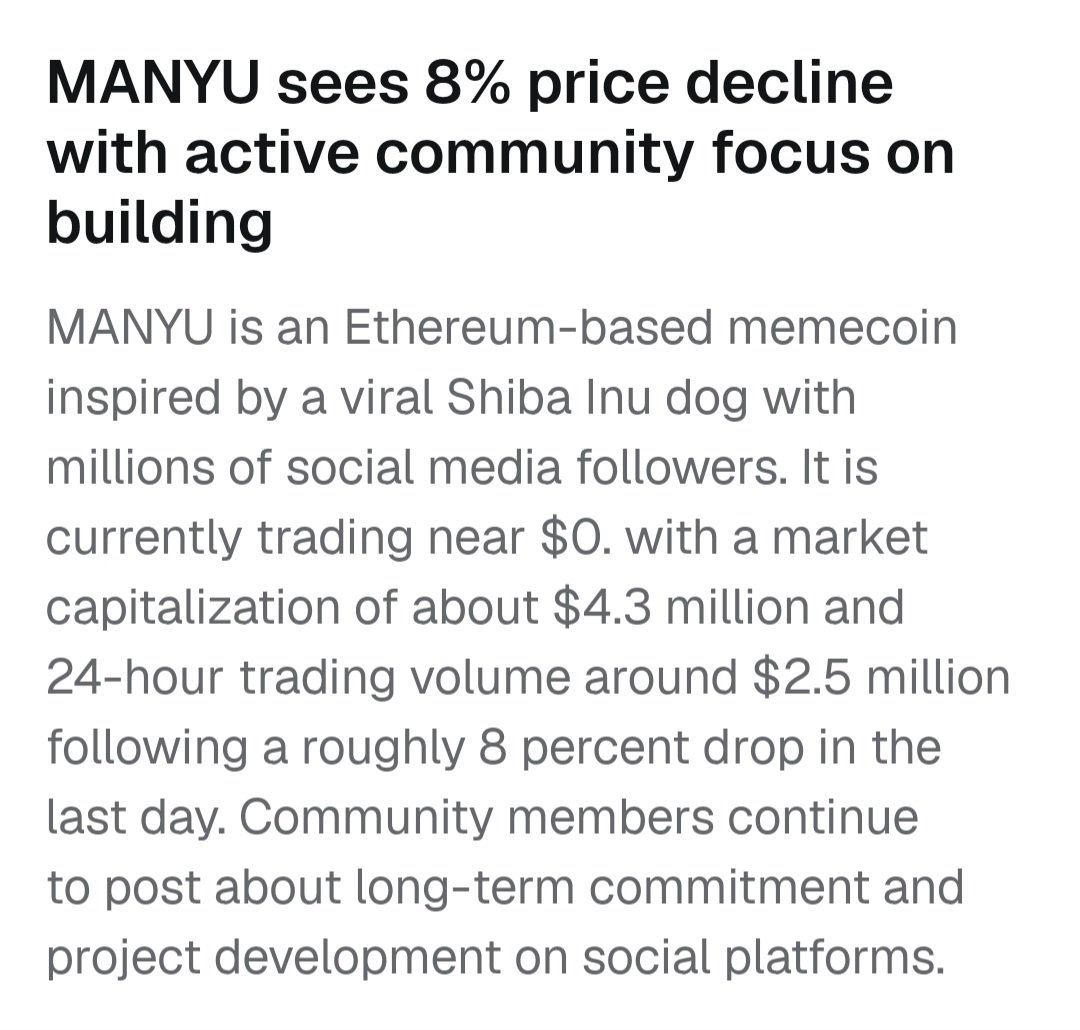 Daviddye01's tweet photo. These are market insights from @MetaMask wallet 😋 about $MANYU
Spot on !! All hail our community 🙌 https://t.co/5pr6qJBGUI
