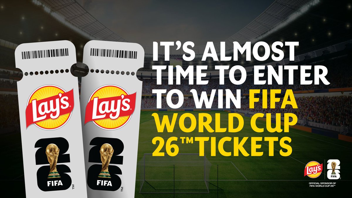 LAYS's tweet photo. @localarchchgo It's time to lock in this FIFA World Cup 2026™! Keep an eye out at kickoff later today for your chance to win Semi-Final tickets 👀 #LaysFWC26 

NO PURCH. NEC. 50 US/DC, 18+ (19+ AL/NE). Ends 6/12/26. Limit 3 Entries. Rules in Bio.

Reply #Stop to opt-out. https://t.co/SxjUmPNZtL