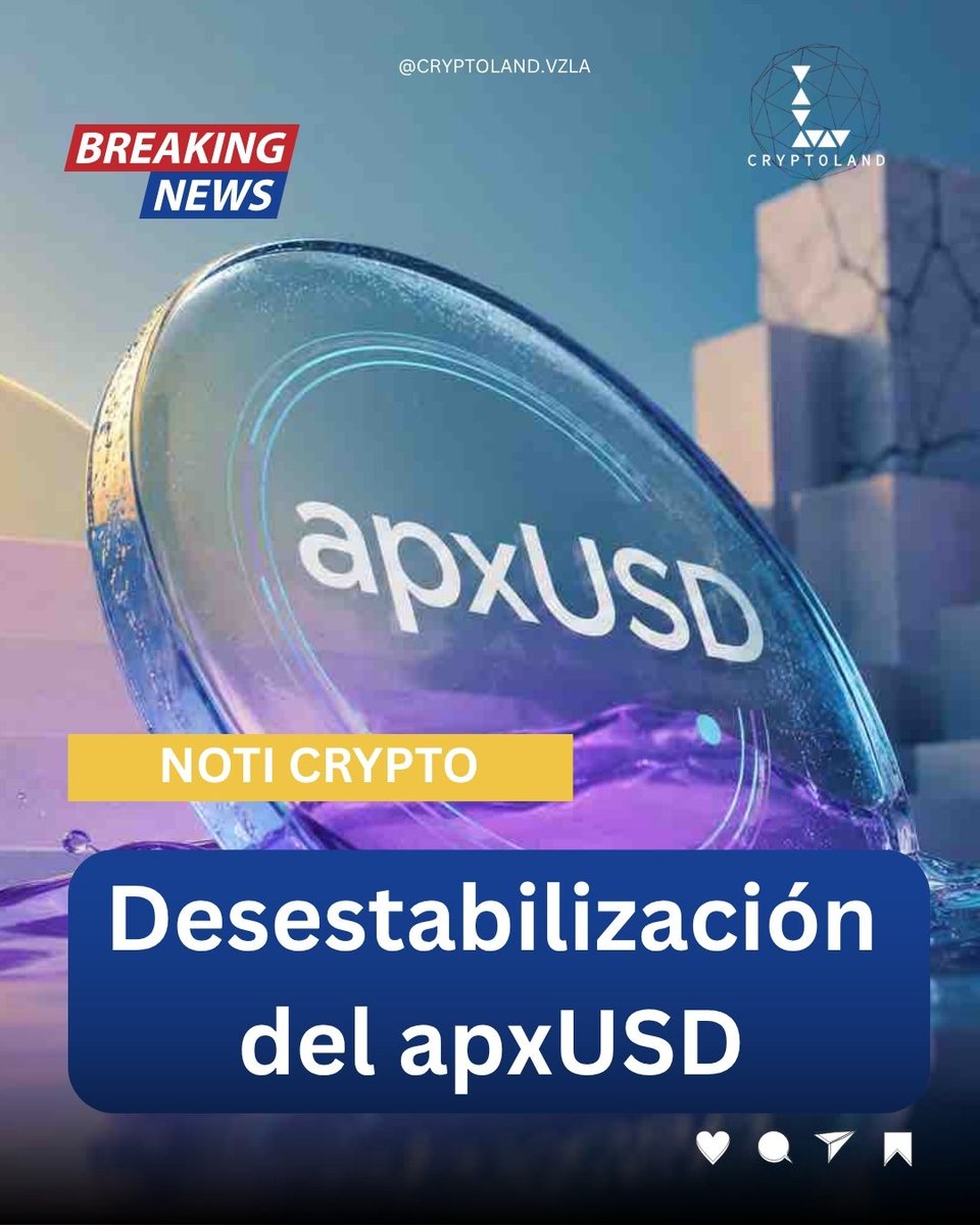 CryptolandV's tweet photo. ¡Alerta DeFi! 🚨 

El dólar sintético apxUSD cayó a $0.93. 📉💥 Al estar respaldado por acciones de Wall Street y no por efectivo, la baja de Bitcoin lo arrastró. 🏢🪙💸

¿Confías en estas stablecoins? 🤔👇

#DeFi #Crypto https://t.co/5tXxFVmUlj