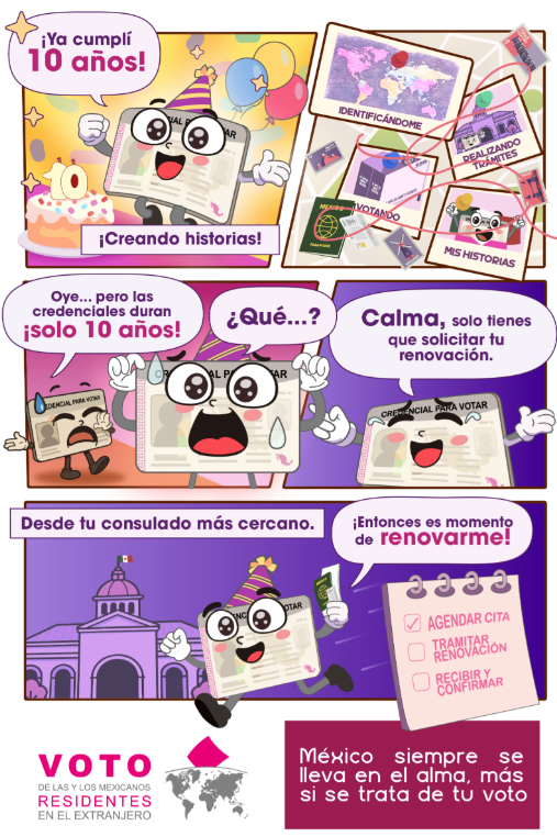 ConsulMexSA's tweet photo. 🌎La credencial para votar desde el extranjero cumple 10 años acercando tu voz a México, ¡Si aun no la tienes, tramítala! 🗳

#VotoExtranjero #INEMéxico https://t.co/J0nV9cnKDx