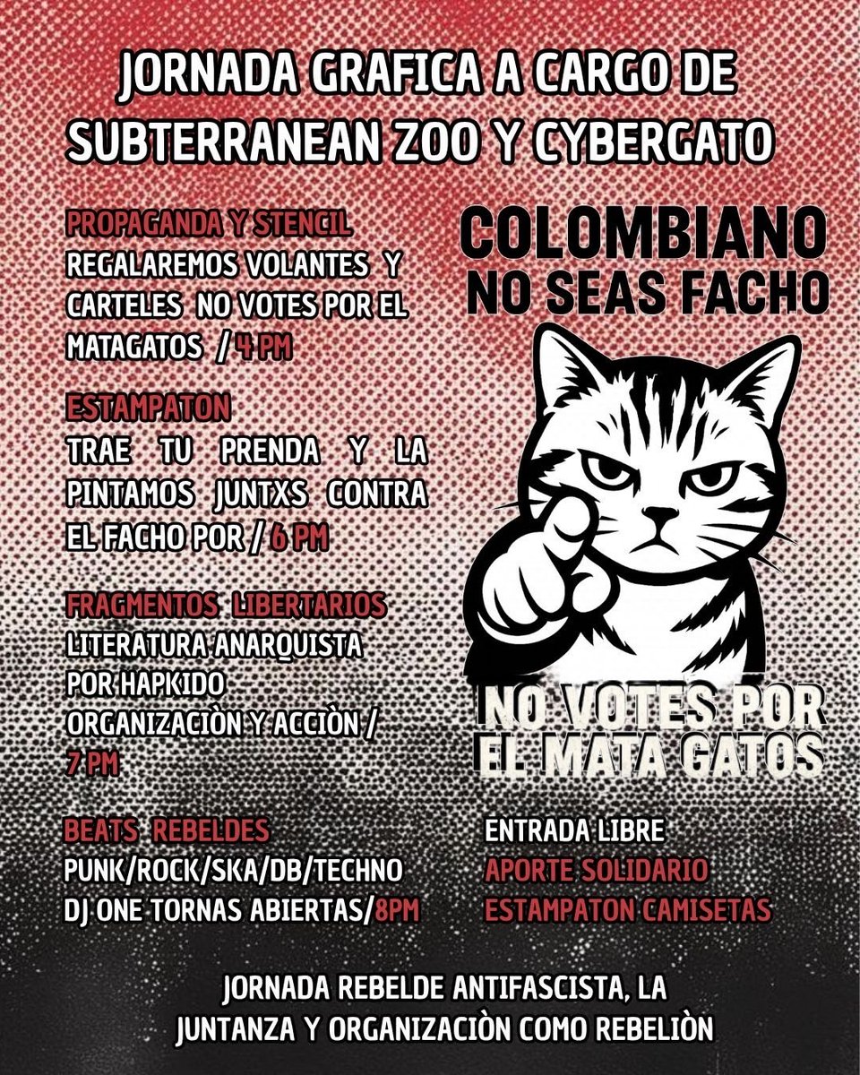 wilsonariasc's tweet photo. “Colombiano, no seas facho. No votes por el mata gatos”…

Gracias gatito democrático. #MeLaJuegoPorLaVida👇🏾 https://t.co/dxOaWRUD5X